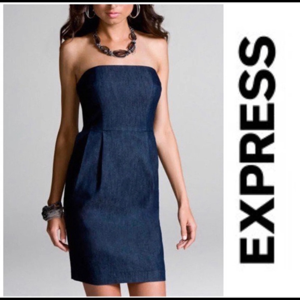Express Strapless Denim Sheath Dress
